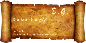 Decker Gergő névjegykártya
